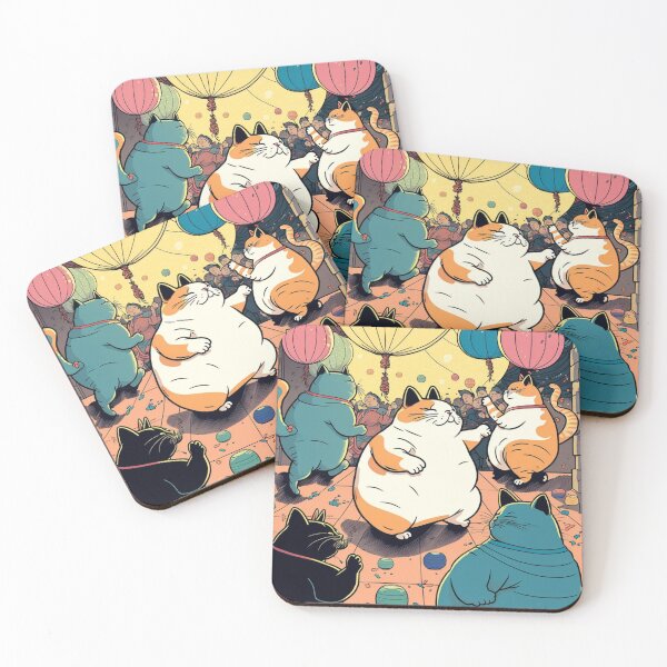 Item preview, Ukiyo-E Fat Cat Birthday Party designed and sold by JCatDesign.