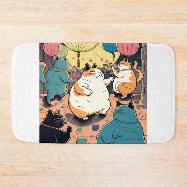 Item preview, Ukiyo-E Fat Cat Birthday Party designed and sold by JCatDesign.