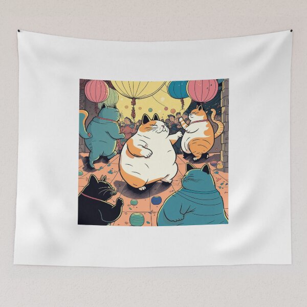 Item preview, Ukiyo-E Fat Cat Birthday Party designed and sold by JCatDesign.