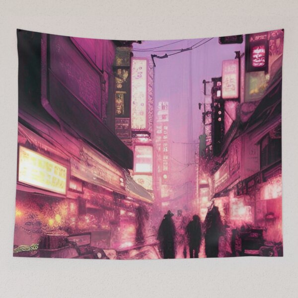 Item preview, Busan City at night painting designed and sold by Places On Earth.