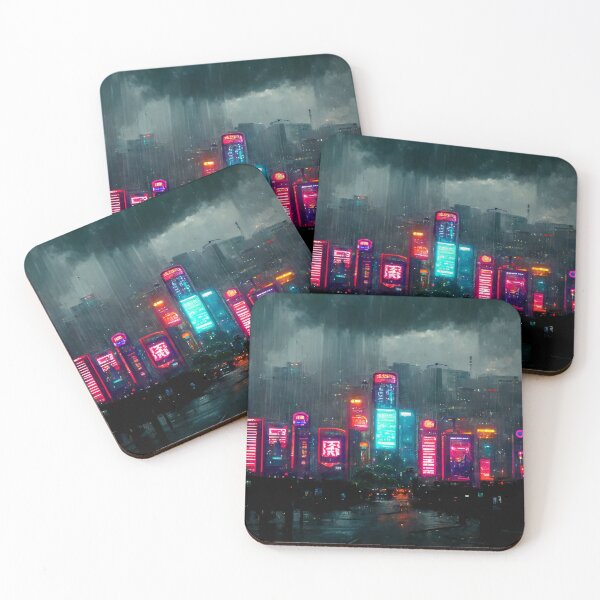 Item preview, Central - Cyberpunk Cityscape Skyline designed and sold by ArkMinted.