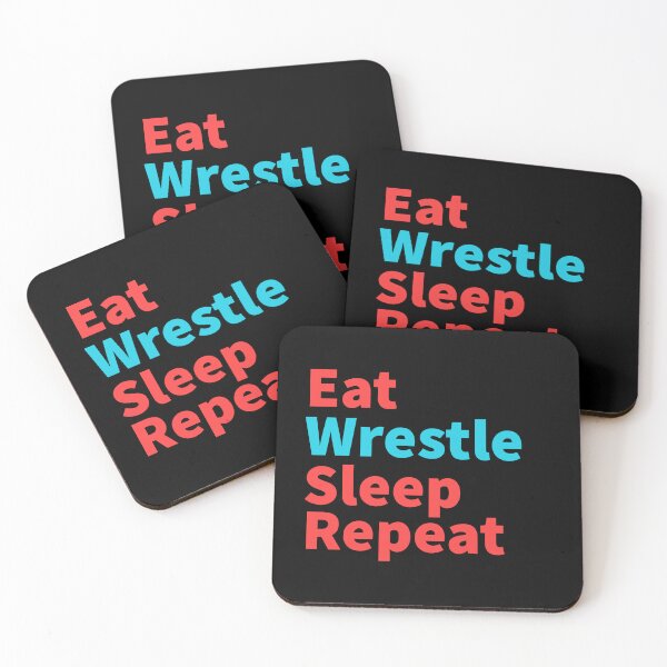 Item preview, Eat wrestle sleep repeat-Hard wrestling powerful inspiration red and blue designed and sold by Master4art.