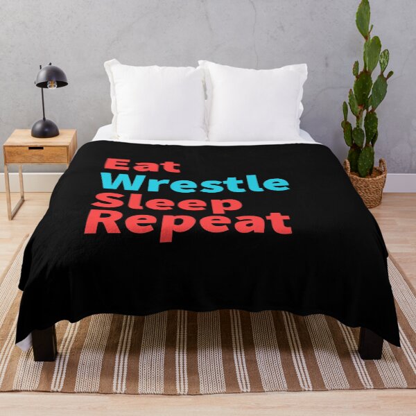 Item preview, Eat wrestle sleep repeat-Hard wrestling powerful inspiration red and blue designed and sold by Master4art.