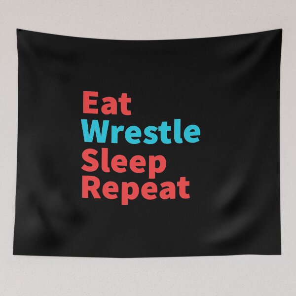 Item preview, Eat wrestle sleep repeat-Hard wrestling powerful inspiration red and blue designed and sold by Master4art.