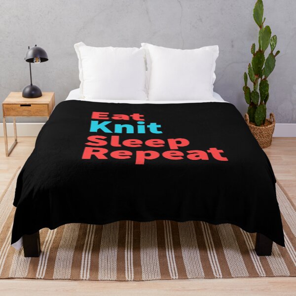 Item preview, Eat knit sleep repeat-inspirational, funny red and blue designed and sold by Master4art.