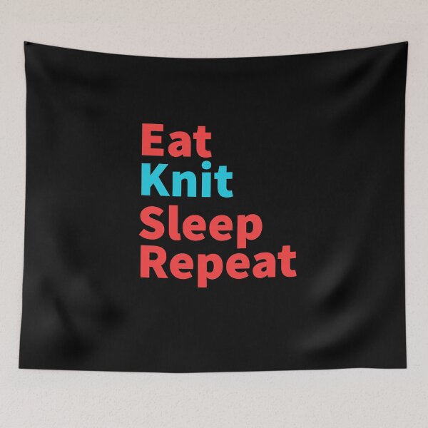 Item preview, Eat knit sleep repeat-inspirational, funny red and blue designed and sold by Master4art.