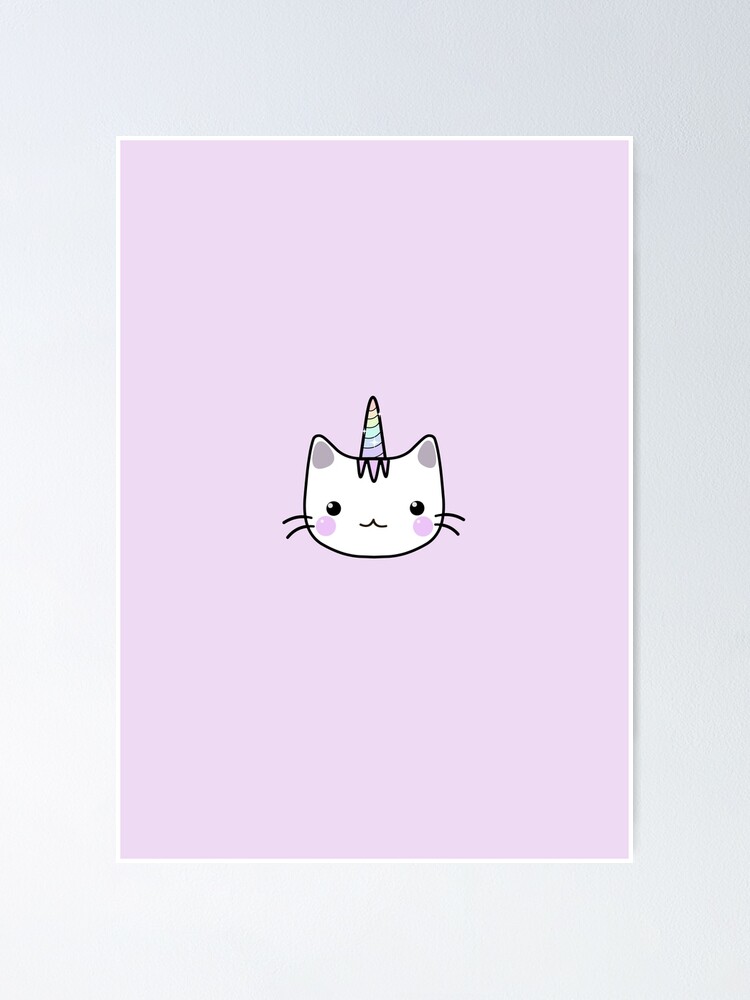 Cute Unicorn Cat Kawaii Pastel Pink Poster By Artbybee7 Redbubble