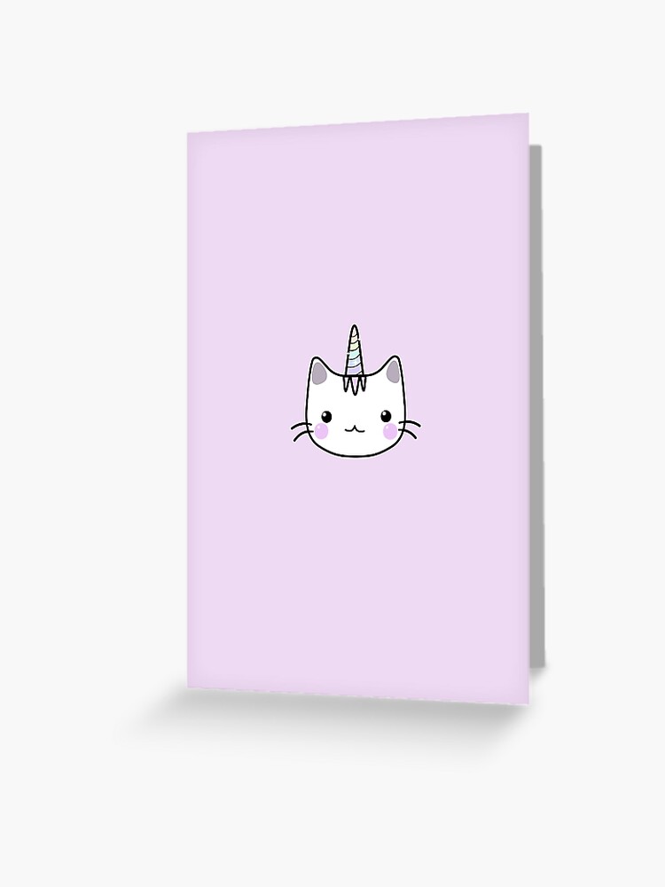 Carte De Vœux Mignon Chat Licorne Kawaii Rose Pastel Par Artbybee7 Redbubble