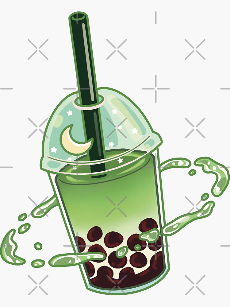 "Matcha Green Tea Boba Milk Tea Space" Sticker for Sale by DailyBobaFeed Redbubble