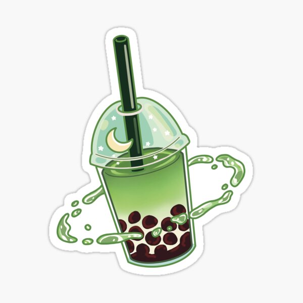 Matcha Green Tea Boba Milk Tea Space Sticker