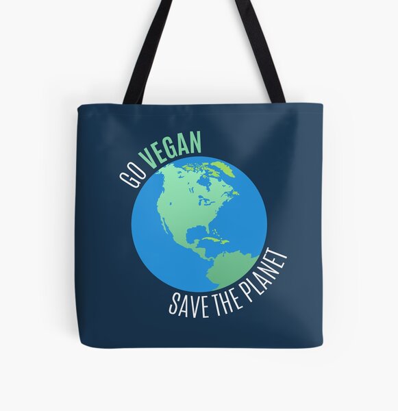 Go Vegan Text Green, Eco Friendly Tote Bag – Print-ted