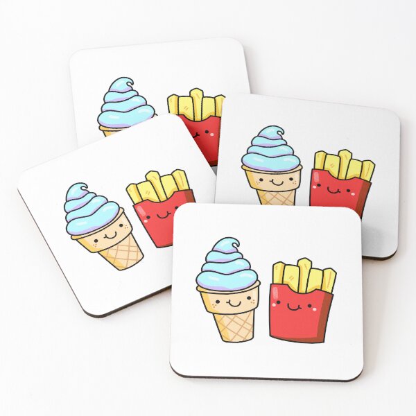 Aperçu de l'œuvre Cornet de crème glacée kawaii et frites créée et vendue par kawaiilife.