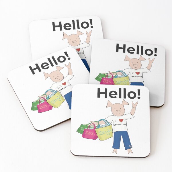 Item preview, New Hello!  I love shopping and fashion! Cute pig, white. Shopping designed and sold by PiggingJapan.