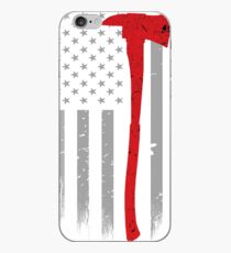 Dünne rote Linie Axt-Feuerwehrmann-Flagge iPhone-Hülle & Cover
