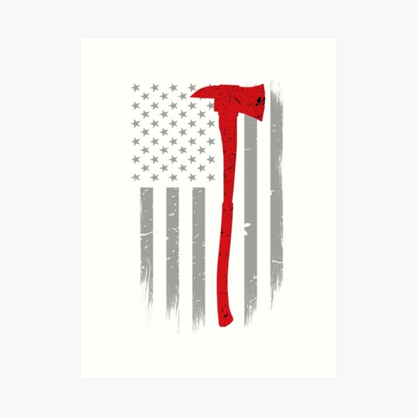 “Thin Red Line Axe Firefighter Flag” Art Print for Sale by bluelinegear