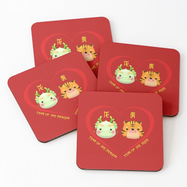 Item preview, Year Of The Dragon And Year Of The Tiger Couples Cute Chinese Zodiac Animals designed and sold by Karry-Pat.