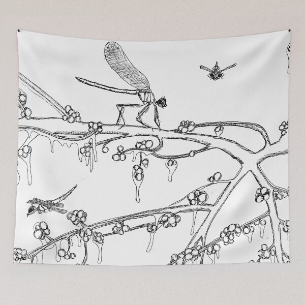 Item preview, Dragonflies on a Frozen Redberry Tree (B&W) designed and sold by Marian Hayes.