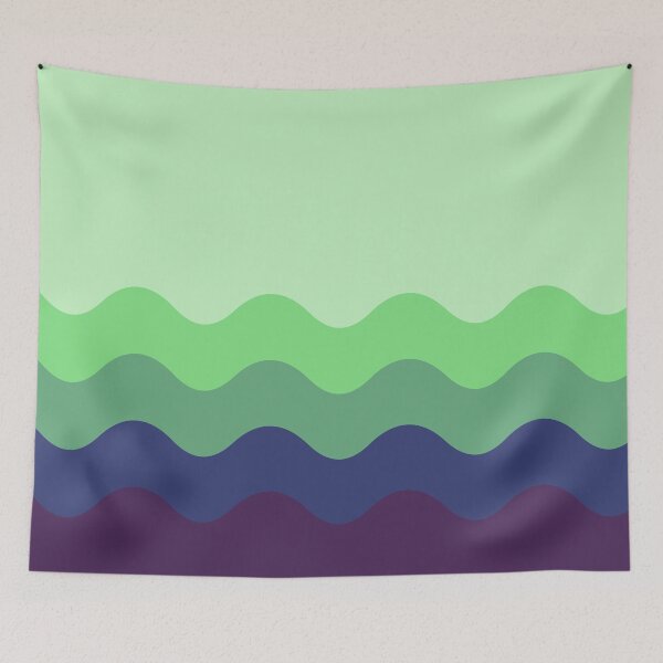 Item preview, Green and Blue Funky Retro Waves Pattern designed and sold by Creations-By-Em.
