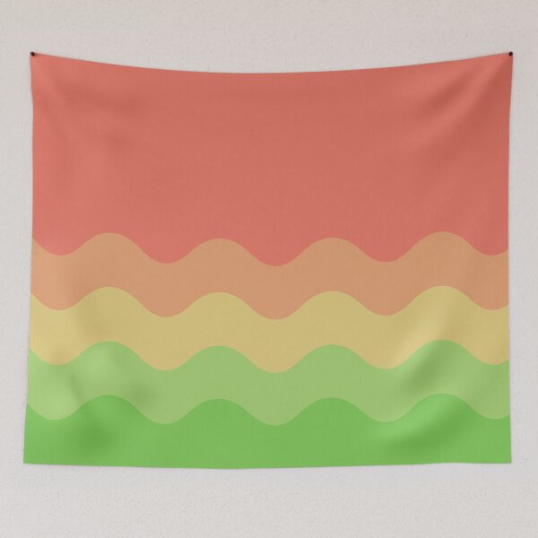 Item preview, Orange and Green Funky Retro Waves Pattern designed and sold by Creations-By-Em.