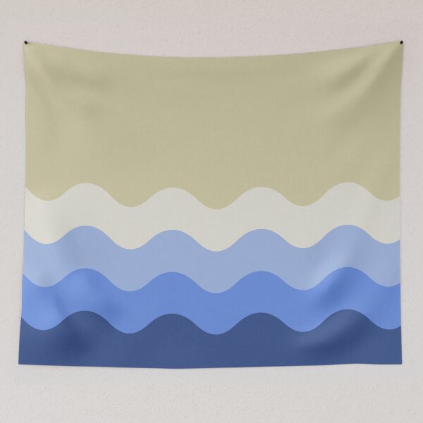 Item preview, Blue Funky Retro Waves Pattern designed and sold by Creations-By-Em.