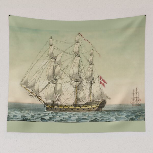 Item preview, Danish warship navigating in Choppy waters designed and sold by mycloudzdesign.