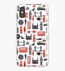 London Block Print - Black and Red by Andrea Lauren iPhone Case