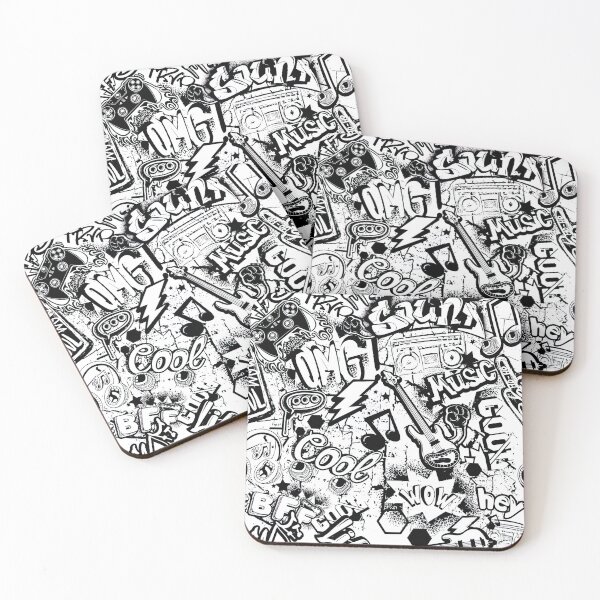 Item preview, Skateboard Pattern, Skate Pattern, Abstract seamless black and white comics graffiti pattern, designed and sold by Skateboard-Art.