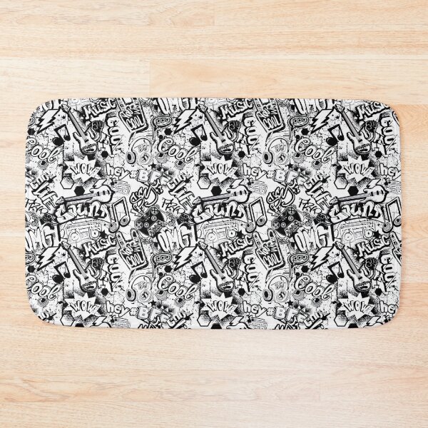 Item preview, Skateboard Pattern, Skate Pattern, Abstract seamless black and white comics graffiti pattern, designed and sold by Skateboard-Art.