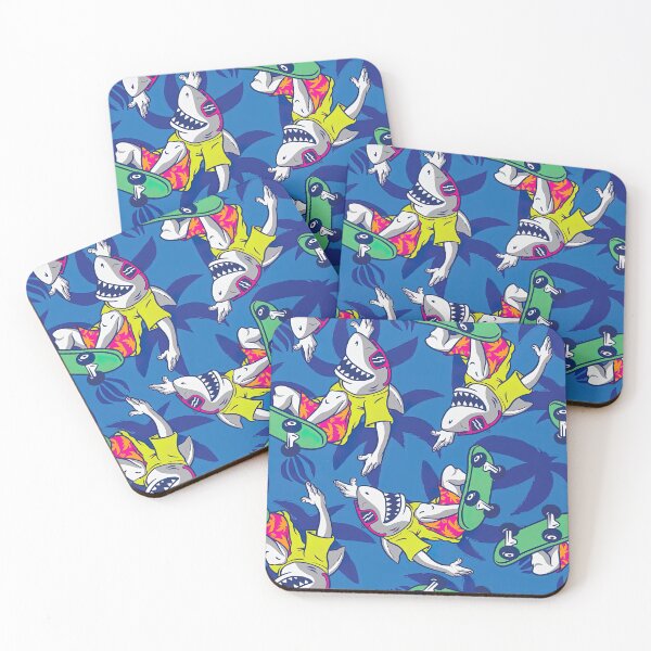 Item preview, Skateboard Pattern, Skate Pattern, Sharks Skateboarding With Palm Background, designed and sold by Skateboard-Art.