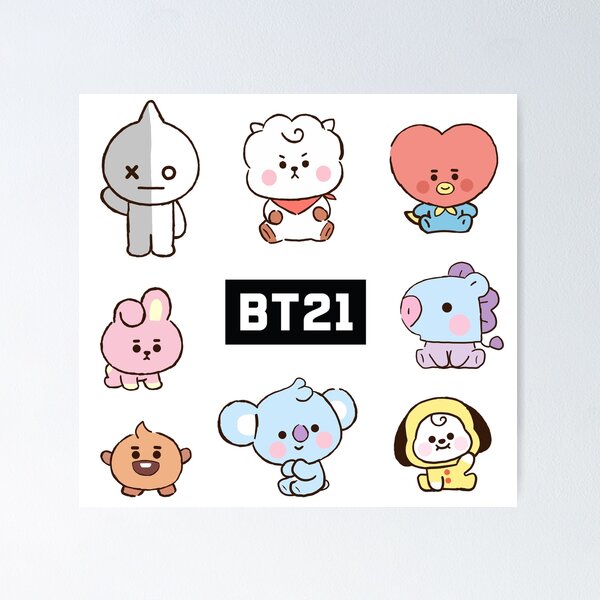 BT21 (all members) Sticker for Sale by luluartAneesha
