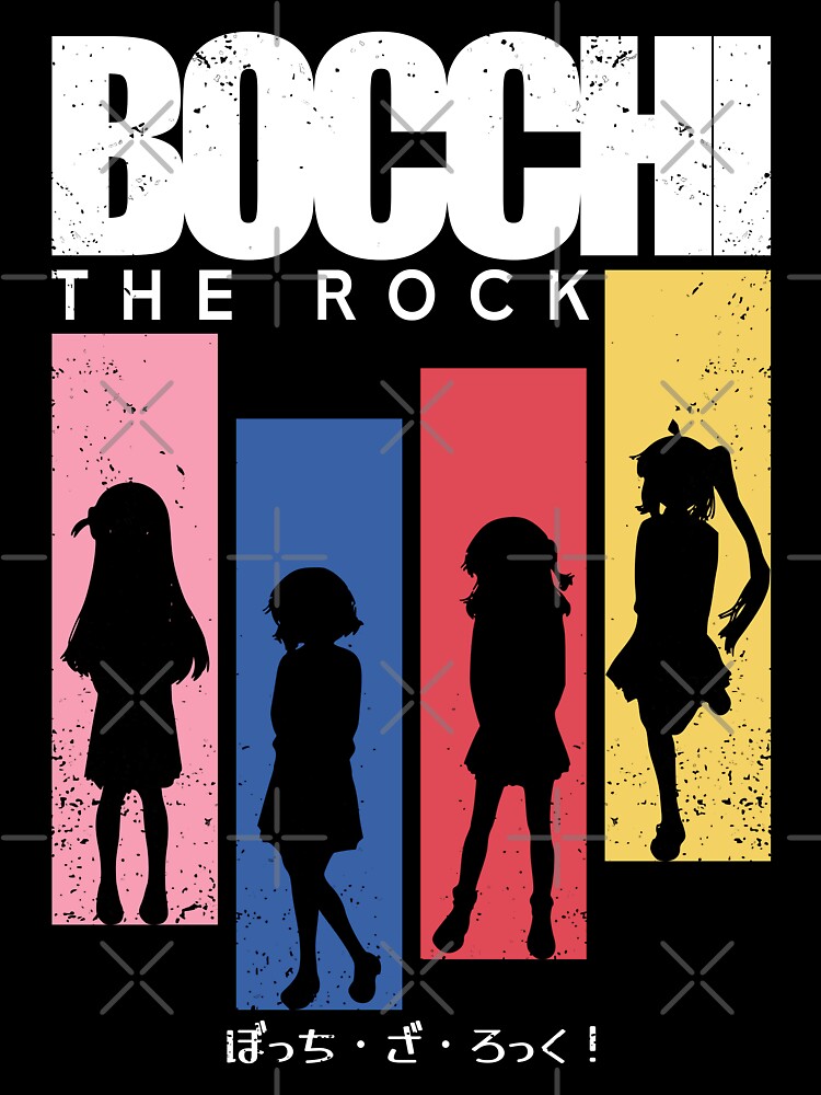 Bocchi the rock anime, All main characters: Hitori gotoh, Ryo yamada,  Ikuyo kita, Nijika ijichi, Aesthetic japan streetwear style, Clean black  Poster for Sale by Animangapoi