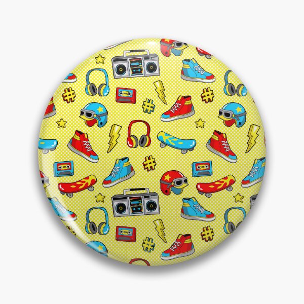 Item preview, Skateboard Pattern, Skate Pattern, fashion patch badges with skateboard, helmet, sneakers, headphones, tape recorder designed and sold by Skateboard-Art.
