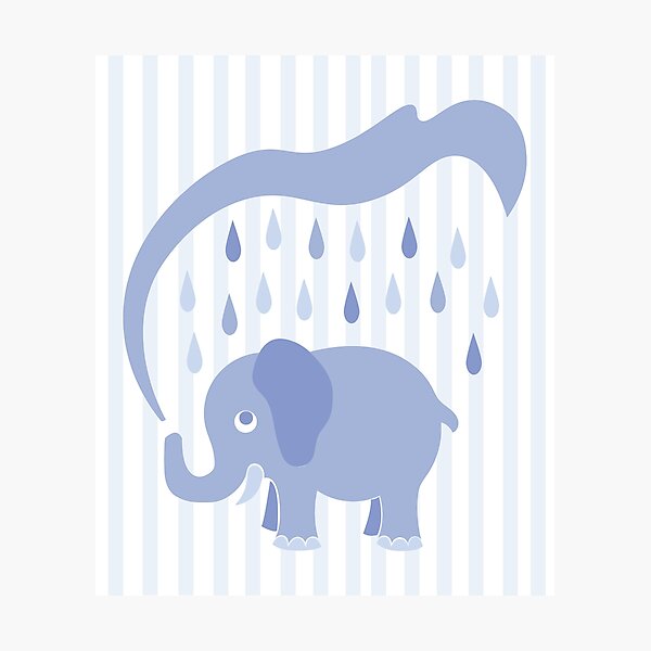 Cortina de ducha para baño con diseño de animales de dibujos animados de  acuarela para niños África Elefante jugando agua de burbujas azul agua