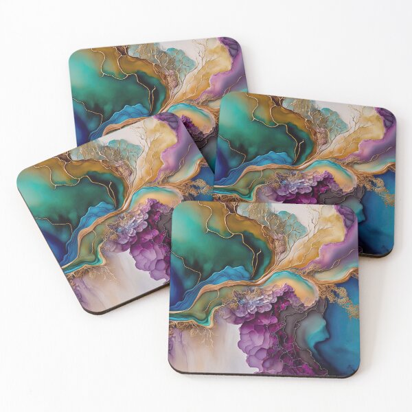 Item preview, Colorful Abstract fluid art  Luxurious Metallic Ink Art,Flowing Abstract Painting Art,Alcohol Ink designed and sold by Dear--moon.
