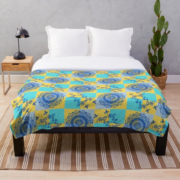 Aperçu de l'œuvre Belles feuilles bleues et motif de fleurs créée et vendue par Megaplay.