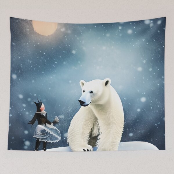 Item preview, Beautiful Polar Bear and Snow Fairy designed and sold by Poetic Patterns Studio.