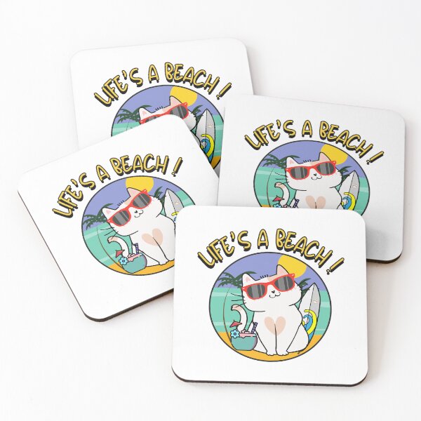 Item preview, White Cat on the beach  designed and sold by Pet Station.