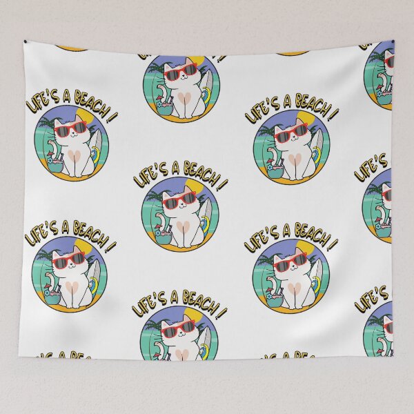 Item preview, White Cat on the beach  designed and sold by Pet Station.