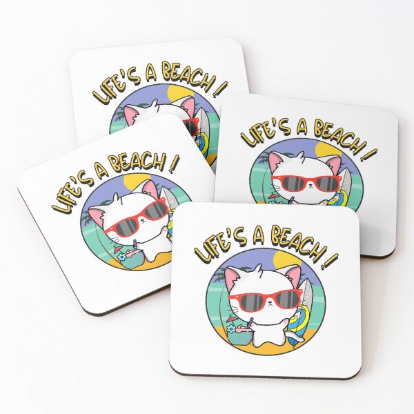 Item preview, White Cat on the beach  designed and sold by Pet Station.