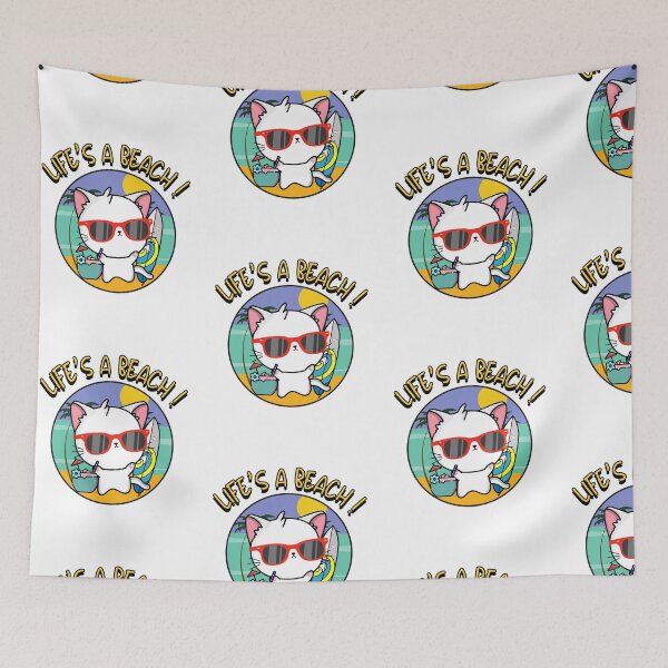 Item preview, White Cat on the beach  designed and sold by Pet Station.