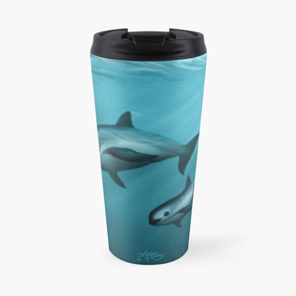 Treacherous Waters - Vaquita Porpoise Art (Copyright 2015) Original Digital Painting by artist Amber Marine Travel Mug