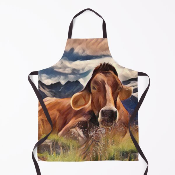 Item preview, Beautiful Big brown cow resting at the top of a mountain designed and sold by FarmsteadAcers.