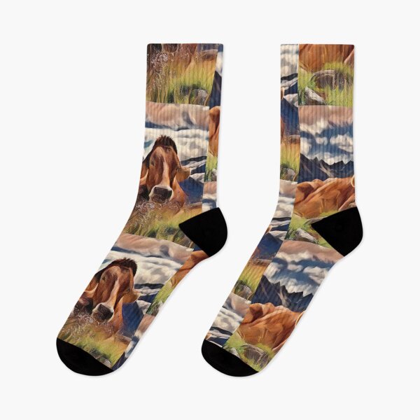 Item preview, Beautiful Big brown cow resting at the top of a mountain designed and sold by FarmsteadAcers.