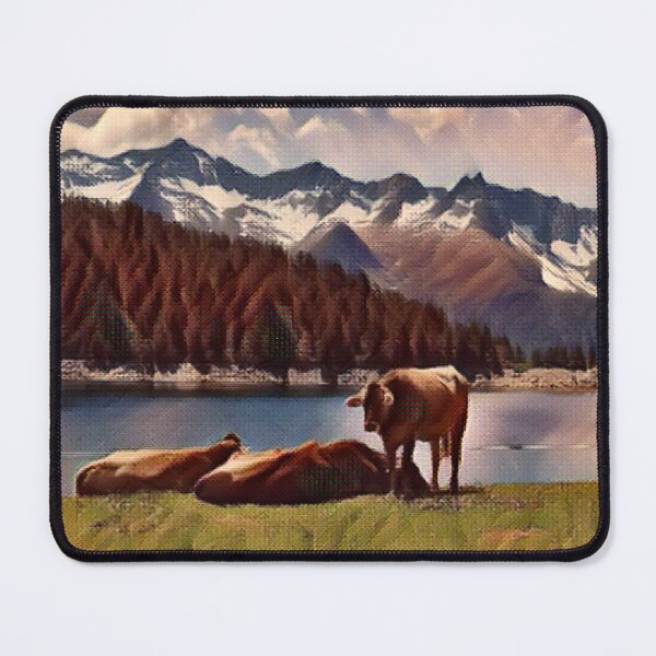 Item preview, Beautiful resting oasis for brown farm cows by the lake designed and sold by FarmsteadAcers.