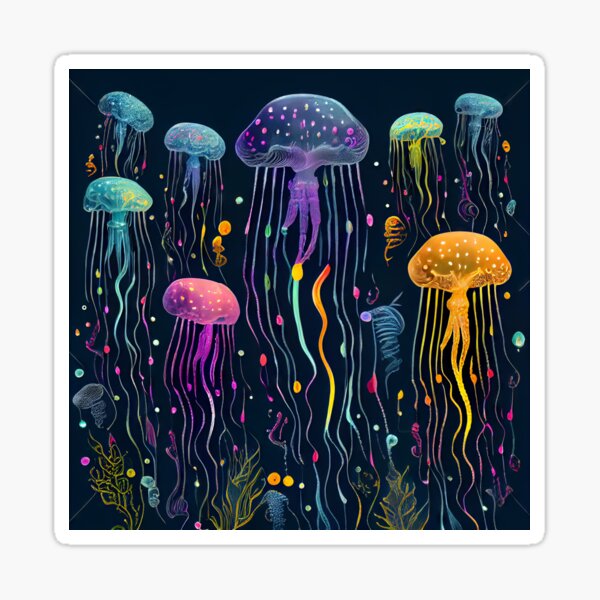 Item preview, Luminescent Wonders: A Glowing Jellyfish Multicolor Design designed and sold by UltraGraphics.