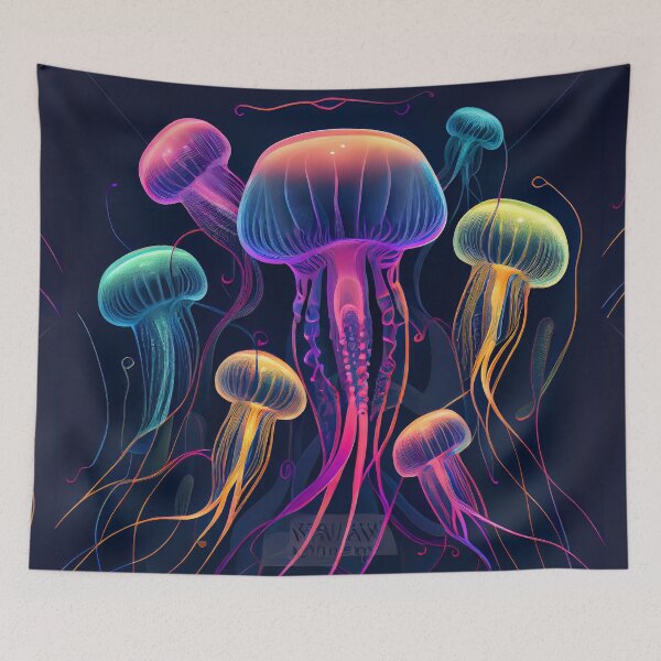 Item preview, Underwater Magic: A Rainbow-Hued Jellyfish Multicolor Design designed and sold by UltraGraphics.