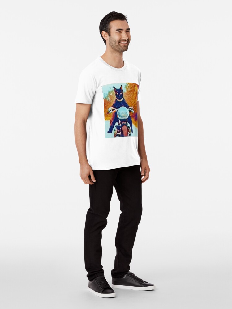 Alternate view of Cat riding Motorcycle Premium T-Shirt