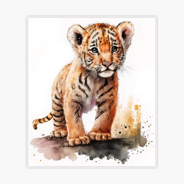 Tiger Family Watercolor Illustration Tiger Portrait Father Tiger Cub Stock  Illustration by ©inna73 #489391576