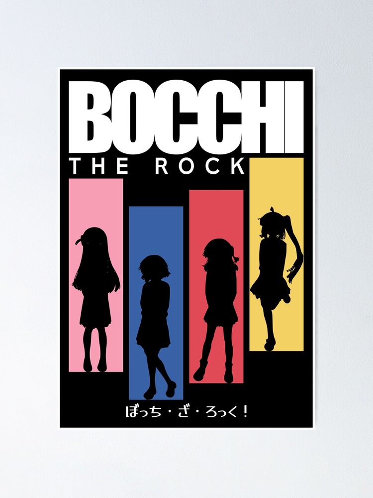 Bocchi the rock anime, All main characters: Hitori gotoh, Ryo yamada,  Ikuyo kita, Nijika ijichi, Aesthetic japan streetwear style, Clean black  Poster for Sale by Animangapoi