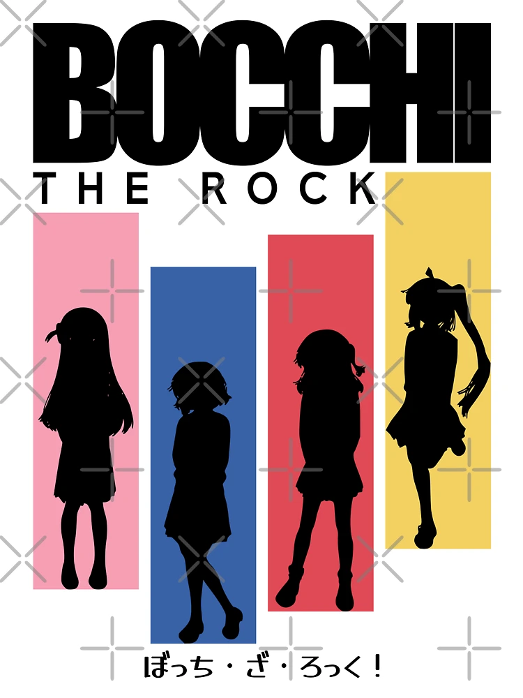 All The Main Characters In Bocchi The Rock Anime In A Cute Minimalist Pop  Art Design Featured With Their Unique Hairpin And Ribbon Colored In Their  Own Hair Color - Bocchi The